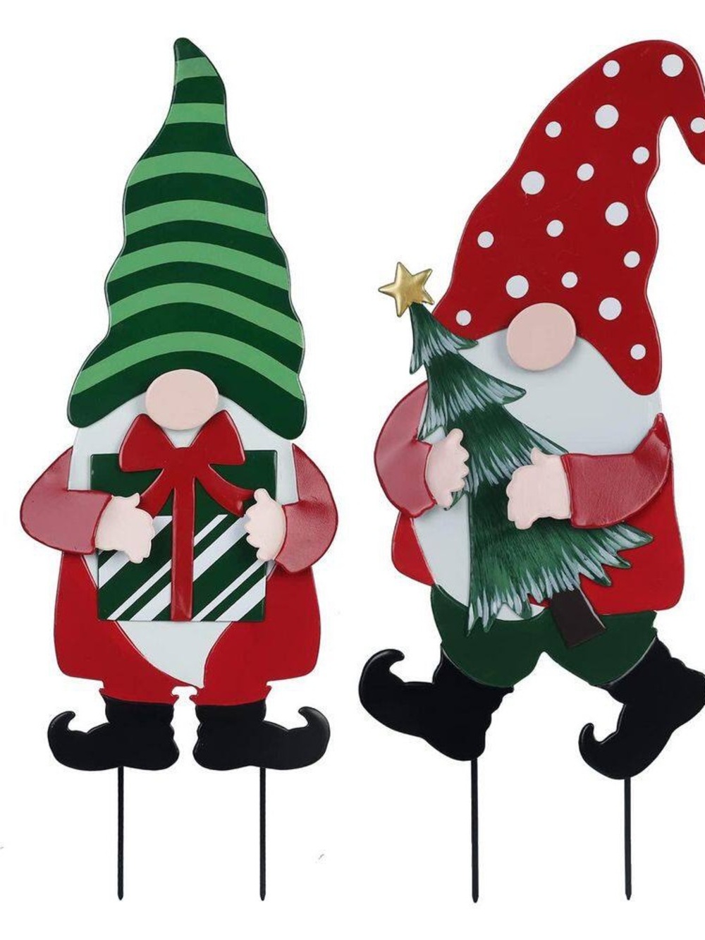 Christmas Gnome Figurines Set - Red & Green Festive Lawn Decor